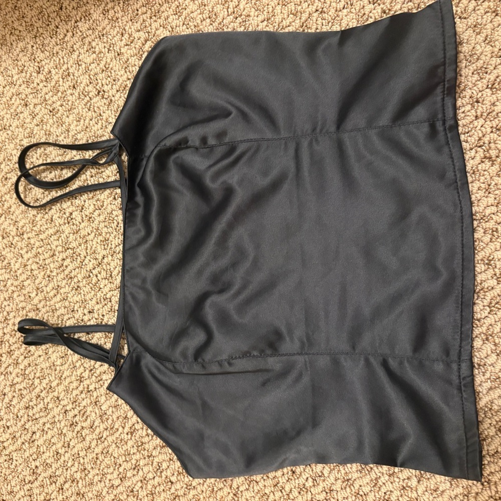 Urban Outfitters Midnight Black Satin Crop Top